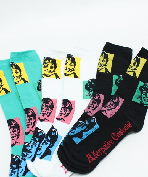 RNA(アールエヌエー)の「E4933 フェイスジャカードソックス(ソックス/靴下・レディース・エメラルド/オフホワイト/ブラック・FREE)」の13枚目の写真