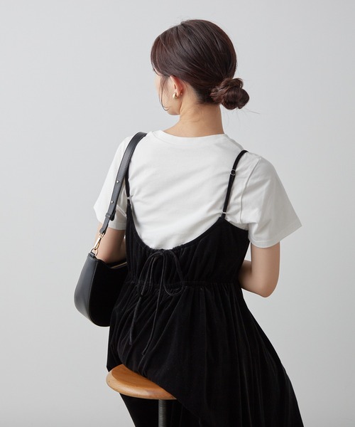 美品 ナイスクラップ キャミワンピ 黒 上品 ベルベット調 リボン クラシカル 美品 ナイスクラップ キャミワンピ 黒 上品 ベルベット調 リボン