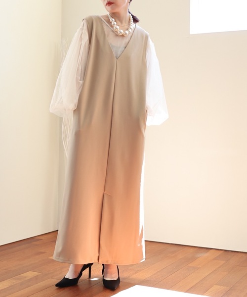 ULEULA（ウルア）の「２WAYジャンパースカート/Vネックワンピース（ジャンパースカート・レディース・ブラック/グレイッシュベージュ/アイボリー/グレー・FREE）」の19枚目の写真