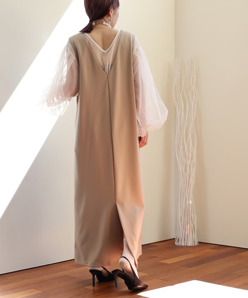 ULEULA（ウルア）の「２WAYジャンパースカート/Vネックワンピース（ジャンパースカート・レディース・ブラック/グレイッシュベージュ/アイボリー/グレー・FREE）」の21枚目の写真