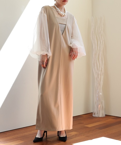 ULEULA（ウルア）の「２WAYジャンパースカート/Vネックワンピース（ジャンパースカート・レディース・ブラック/グレイッシュベージュ/アイボリー/グレー・FREE）」の14枚目の写真