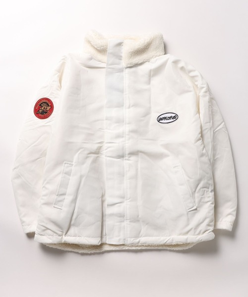 セール】【リバーシブル】ボア×ナイロン中綿スタンドカラージャケット