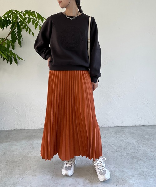 un dix cors（アンディコール）の「アコーディオンプリーツスカート（スカート・レディース・チャコールグレー/グレイッシュベージュ/オレンジ・FREE）」の4枚目の写真