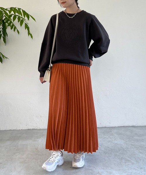 un dix cors（アンディコール）の「アコーディオンプリーツスカート（スカート・レディース・チャコールグレー/グレイッシュベージュ/オレンジ・FREE）」の8枚目の写真