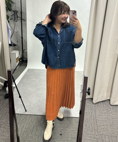 un dix cors（アンディコール）の「アコーディオンプリーツスカート（スカート・レディース・チャコールグレー/グレイッシュベージュ/オレンジ・FREE）」の19枚目の写真