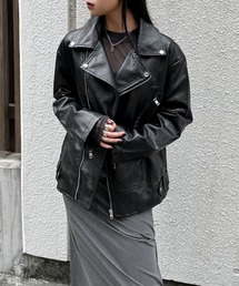 LVEU. | 【LVEU.】オーバーライダースジャケット / ライダース ライダースジャケット 合皮  ジャケット ブラック ZOZOTOWN限定(ライダースジャケット)