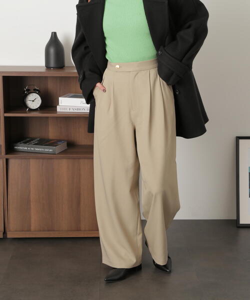 FREE'S MART（フリーズマート）の「◇２タックセミワイドパンツ（スラックス・レディース・ベージュ/ブラウン・MEDIUM/SMALL）」の3枚目の写真
