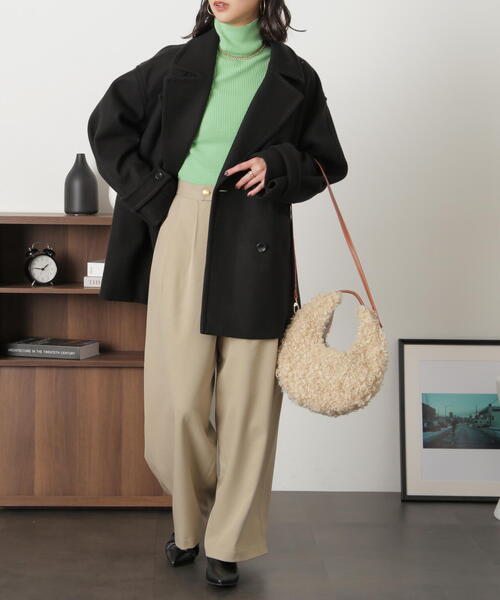 FREE'S MART（フリーズマート）の「◇２タックセミワイドパンツ（スラックス・レディース・ベージュ/ブラウン・MEDIUM/SMALL）」の4枚目の写真