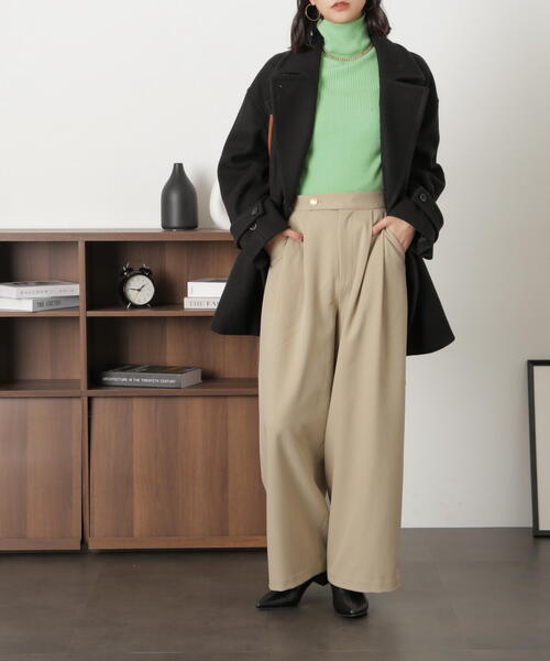 FREE'S MART（フリーズマート）の「◇２タックセミワイドパンツ（スラックス・レディース・ベージュ/ブラウン・MEDIUM/SMALL）」の5枚目の写真
