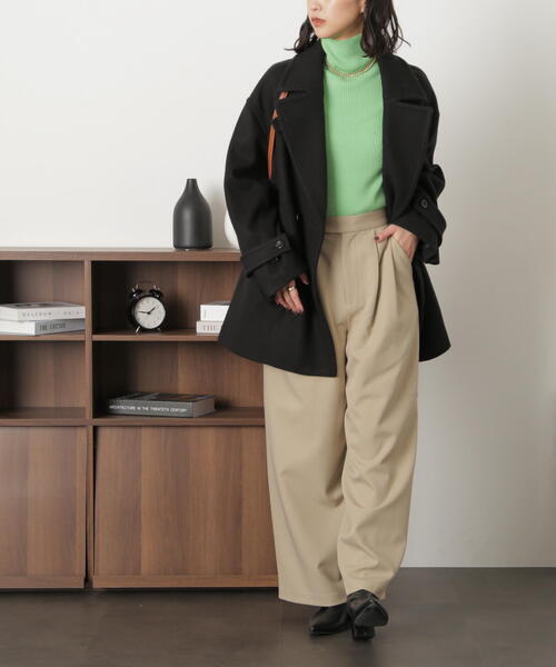 FREE'S MART（フリーズマート）の「◇２タックセミワイドパンツ（スラックス・レディース・ベージュ/ブラウン・MEDIUM/SMALL）」の6枚目の写真