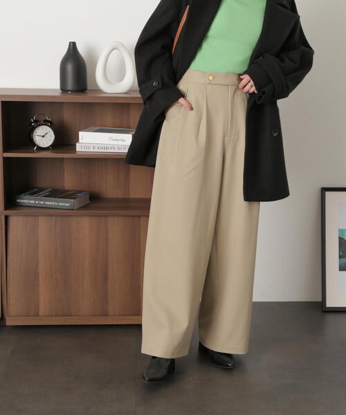 FREE'S MART（フリーズマート）の「◇２タックセミワイドパンツ（スラックス・レディース・ベージュ/ブラウン・MEDIUM/SMALL）」の8枚目の写真