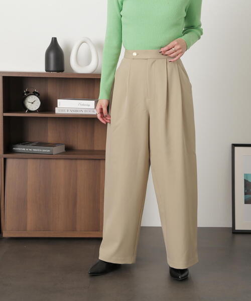 FREE'S MART（フリーズマート）の「◇２タックセミワイドパンツ（スラックス・レディース・ベージュ/ブラウン・MEDIUM/SMALL）」の9枚目の写真