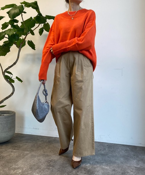 DouDou(ドゥドゥ)の「タックワイドチノ(チノパンツ・レディース・グレー/ベージュ・38/36)」の6枚目の写真