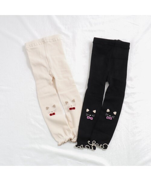 apres les cours(アプレレクール)の「ねこちゃんレギンス(レギンス/スパッツ・キッズ・アイボリー/ブラック・110/90/140/100/120)」の3枚目の写真