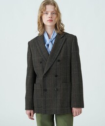 新品 マカフィー ダブル テーラードジャケット 36 ツイード チェック 新品 マカフィー ダブル テーラードジャケット 36 ツイード