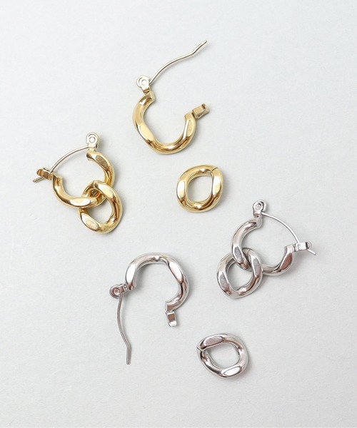 ieLS(イエルズ)の「金属アレルギー対応「ieLS」ステンレス ボリュームチェーンピアス ショート(ピアス(両耳用)・メンズ・ゴールド/シルバー・ONE SIZE)」の5枚目の写真