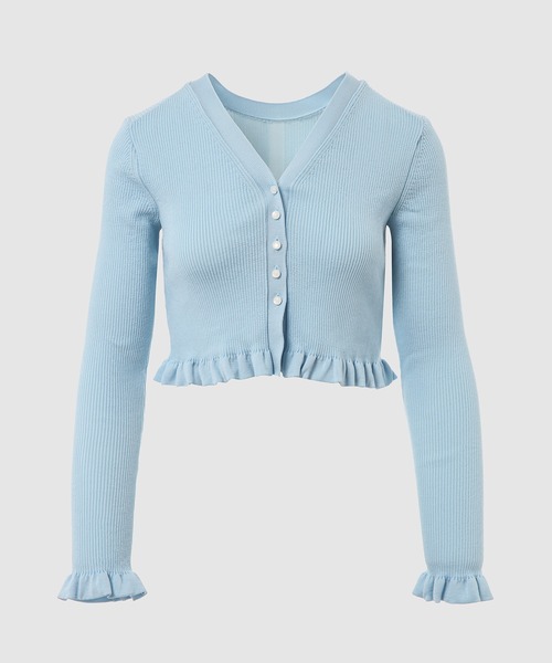 TAN(タン)の「2WAY FRILLS CARDIGAN(カーディガン/ボレロ・レディース・サックスブルー/ダークネイビー/ベージュ・FREE)」の3枚目の写真