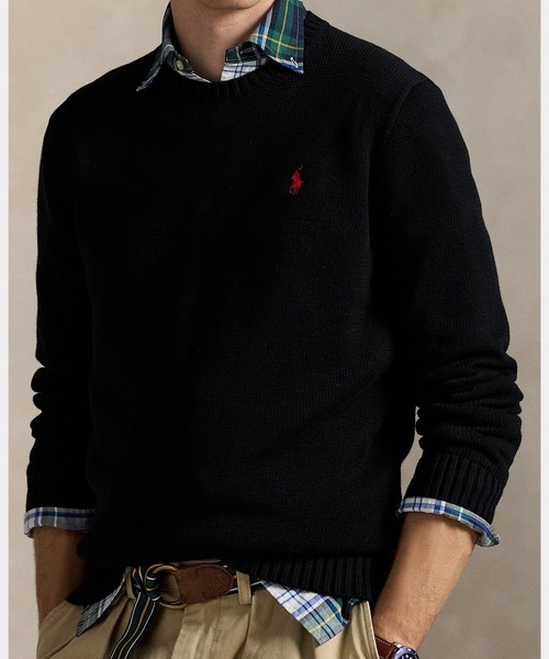 未使用 ポロラルフローレン メンズ ニット ブラック S セーター POLO RALPH LAUREN（ポロ ラルフ ローレン）の「コットン クルーネック