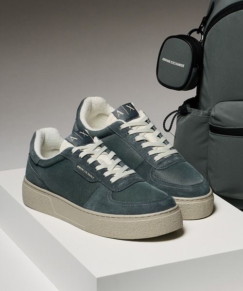 ARMANI EXCHANGE(アルマーニエクスチェンジ)の「【A|X アルマーニ エクスチェンジ】レースアップスニーカー(スニーカー・メンズ・セージグリーン/ネイビー・6.5/7/7.5/8/8.5/9/9.5/6)」の1枚目の写真