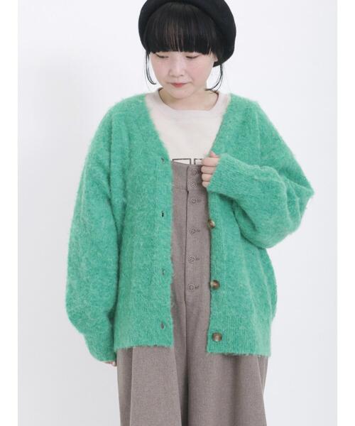 Samansa Mos2（サマンサ モスモス）の「Vネック起毛カーディガン（カーディガン/ボレロ・レディース・オレンジ/グリーン/キナリ/チャコールグレー・F）」の4枚目の写真