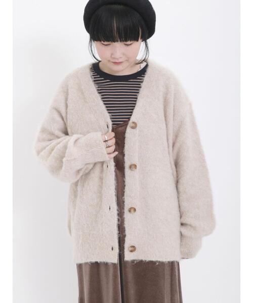 Samansa Mos2（サマンサ モスモス）の「Vネック起毛カーディガン（カーディガン/ボレロ・レディース・オレンジ/グリーン/キナリ/チャコールグレー・F）」の6枚目の写真