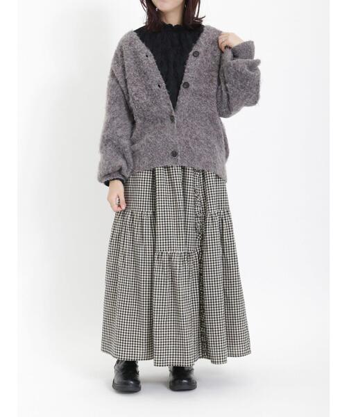 Samansa Mos2（サマンサ モスモス）の「Vネック起毛カーディガン（カーディガン/ボレロ・レディース・オレンジ/グリーン/キナリ/チャコールグレー・F）」の11枚目の写真