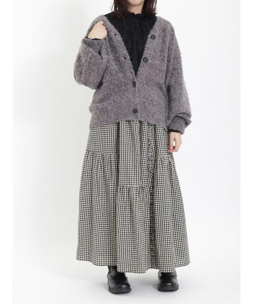 Samansa Mos2（サマンサ モスモス）の「Vネック起毛カーディガン（カーディガン/ボレロ・レディース・オレンジ/グリーン/キナリ/チャコールグレー・F）」の12枚目の写真