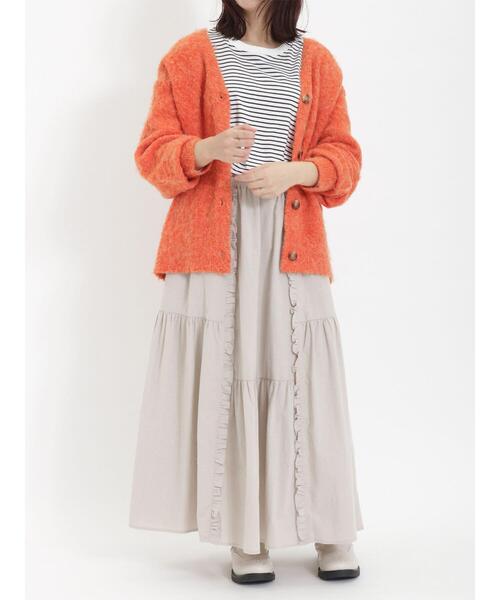 Samansa Mos2（サマンサ モスモス）の「Vネック起毛カーディガン（カーディガン/ボレロ・レディース・オレンジ/グリーン/キナリ/チャコールグレー・F）」の18枚目の写真