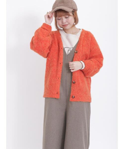 Samansa Mos2（サマンサ モスモス）の「Vネック起毛カーディガン（カーディガン/ボレロ・レディース・オレンジ/グリーン/キナリ/チャコールグレー・F）」の21枚目の写真