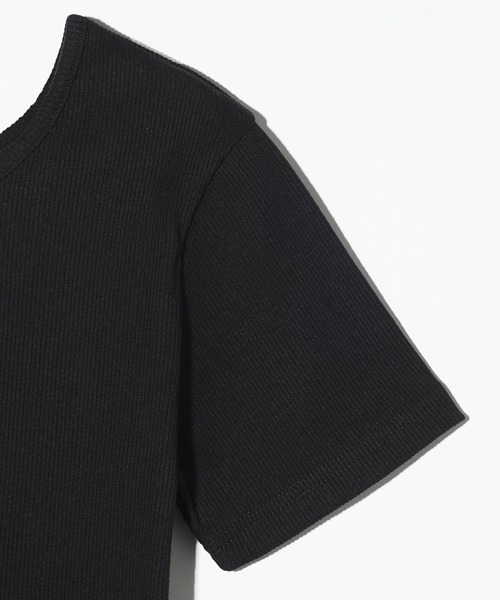 X-girl（エックスガール）の「RIBBON S/S TOP（Tシャツ/カットソー・レディース・ブラック/ホワイト/ピンク・M/S）」の6枚目の写真