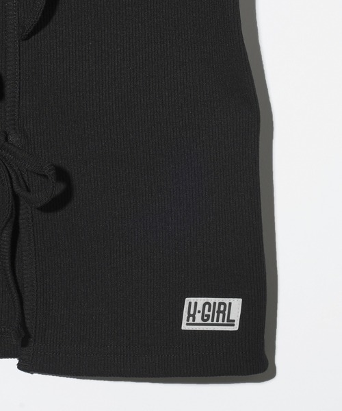 X-girl（エックスガール）の「RIBBON S/S TOP（Tシャツ/カットソー・レディース・ブラック/ホワイト/ピンク・M/S）」の7枚目の写真