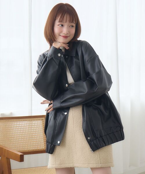 RETRO GIRL(レトロガール)の「Fレザージャケット(ブルゾン・レディース・ブラック/ダークブラウン・FREE)」の9枚目の写真