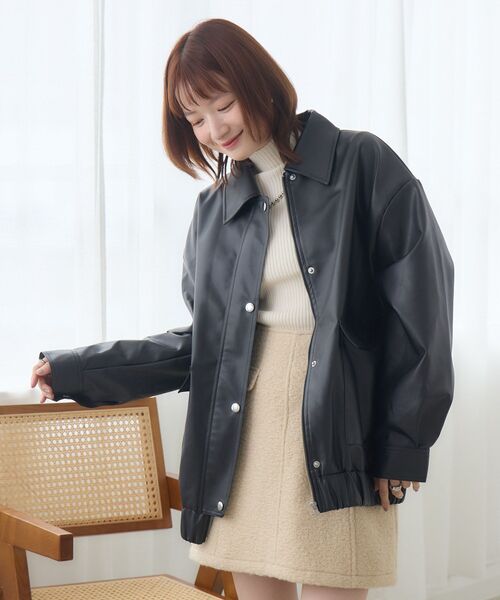 RETRO GIRL(レトロガール)の「Fレザージャケット(ブルゾン・レディース・ブラック/ダークブラウン・FREE)」の10枚目の写真