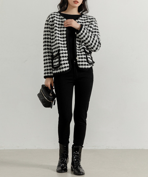 トリコ ギャルソン 千鳥格子柄 ニットカーディガン tricot COMME des GARCONS / トリココムデギャルソン | 2009AW