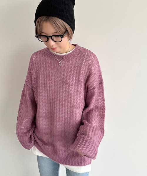 apres jour mignon(アプレジュールミニョン)の「シアーニット【ZOZOTOWN限定アイテム】(ニット/セーター・レディース・ライトグレー/ライトブルー/ピンク・フリー/X-LARGE)」の3枚目の写真