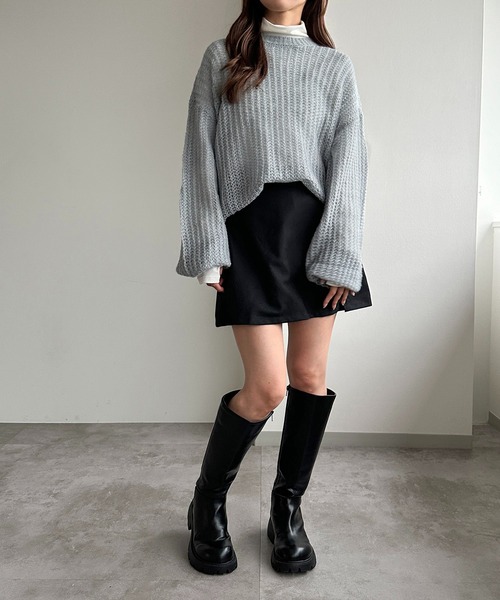 apres jour mignon(アプレジュールミニョン)の「シアーニット【ZOZOTOWN限定アイテム】(ニット/セーター・レディース・ライトグレー/ライトブルー/ピンク・フリー/X-LARGE)」の6枚目の写真