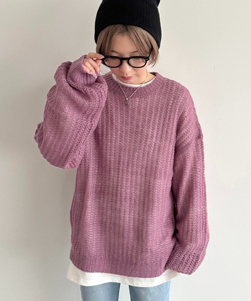 apres jour mignon(アプレジュールミニョン)の「シアーニット【ZOZOTOWN限定アイテム】(ニット/セーター・レディース・ライトグレー/ライトブルー/ピンク・フリー/X-LARGE)」の8枚目の写真