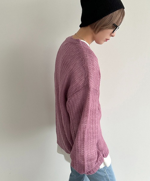 apres jour mignon(アプレジュールミニョン)の「シアーニット【ZOZOTOWN限定アイテム】(ニット/セーター・レディース・ライトグレー/ライトブルー/ピンク・フリー/X-LARGE)」の13枚目の写真
