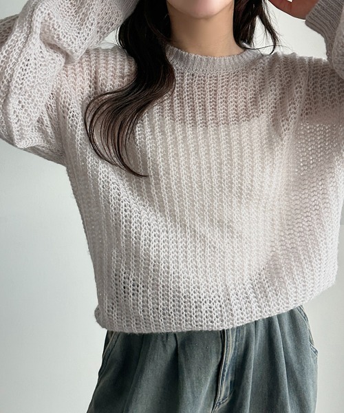 apres jour mignon(アプレジュールミニョン)の「シアーニット【ZOZOTOWN限定アイテム】(ニット/セーター・レディース・ライトグレー/ライトブルー/ピンク・フリー/X-LARGE)」の17枚目の写真