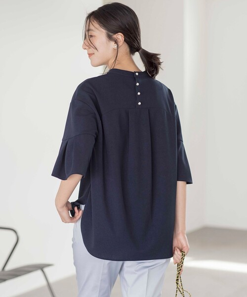 組曲(クミキョク)の「【UVケア・接触冷感】ライトアムンゼンジャージー袖フレア トップス(Tシャツ/カットソー・レディース・ローズ系/アイボリー系/ネイビー系・2)」の17枚目の写真