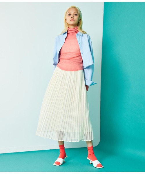 Settimissimo（セッティミッシモ）の「総メッシュ プリーツスカート（スカート・レディース・ブラック/アイボリー・FREE）」の4枚目の写真