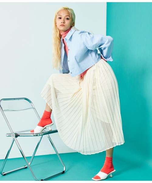 Settimissimo（セッティミッシモ）の「総メッシュ プリーツスカート（スカート・レディース・ブラック/アイボリー・FREE）」の8枚目の写真