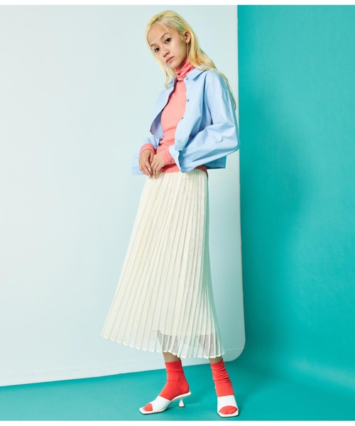 Settimissimo（セッティミッシモ）の「総メッシュ プリーツスカート（スカート・レディース・ブラック/アイボリー・FREE）」の5枚目の写真