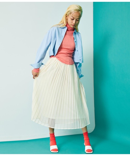 Settimissimo（セッティミッシモ）の「総メッシュ プリーツスカート（スカート・レディース・ブラック/アイボリー・FREE）」の6枚目の写真