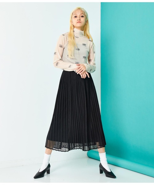 Settimissimo（セッティミッシモ）の「総メッシュ プリーツスカート（スカート・レディース・ブラック/アイボリー・FREE）」の10枚目の写真