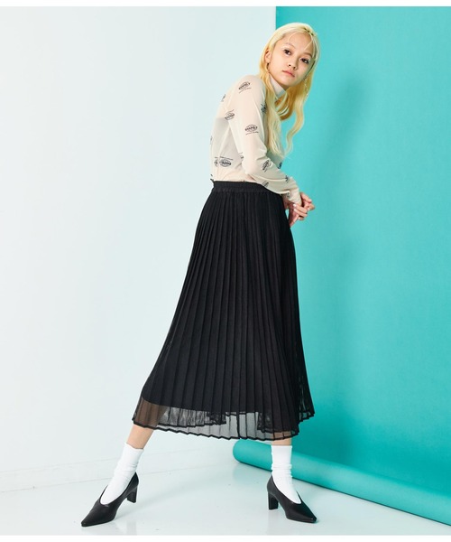 Settimissimo（セッティミッシモ）の「総メッシュ プリーツスカート（スカート・レディース・ブラック/アイボリー・FREE）」の11枚目の写真