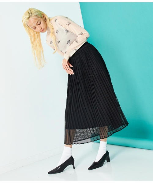 Settimissimo（セッティミッシモ）の「総メッシュ プリーツスカート（スカート・レディース・ブラック/アイボリー・FREE）」の12枚目の写真