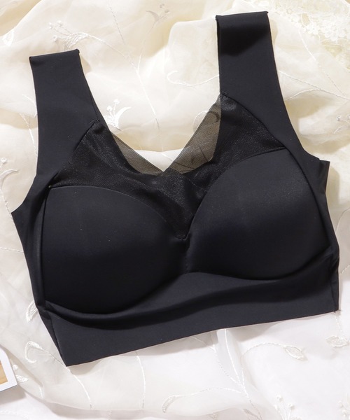 Lace Ladies（レースレディース）の「シアー ドッキング 美シルエット ノンワイヤー ハーフトップ（ナイトブラ・レディース・ブルー/ピンク/ベージュ/ブラック/ライトブルー・85/80/75）」の10枚目の写真