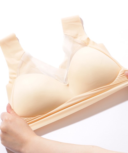 Lace Ladies（レースレディース）の「シアー ドッキング 美シルエット ノンワイヤー ハーフトップ（ナイトブラ・レディース・ブルー/ピンク/ベージュ/ブラック/ライトブルー・85/80/75）」の18枚目の写真