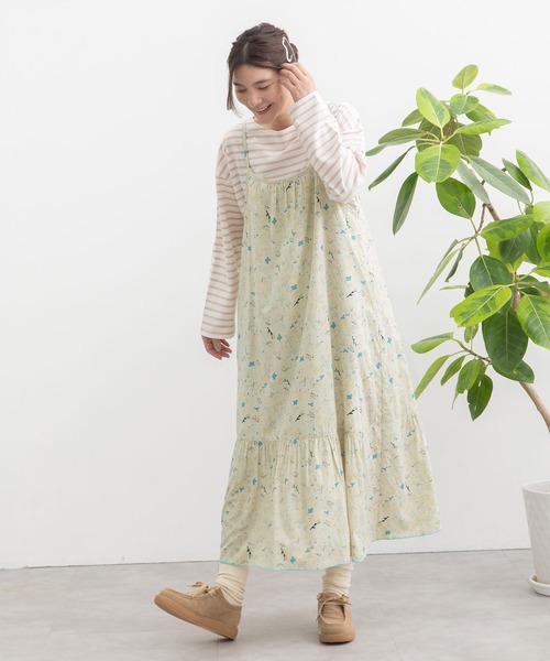 POU DOU DOU（プードゥドゥ）の「ボタニカル線画キャミソールワンピース（ワンピース・レディース・ベージュ/ブルー・3）」の12枚目の写真